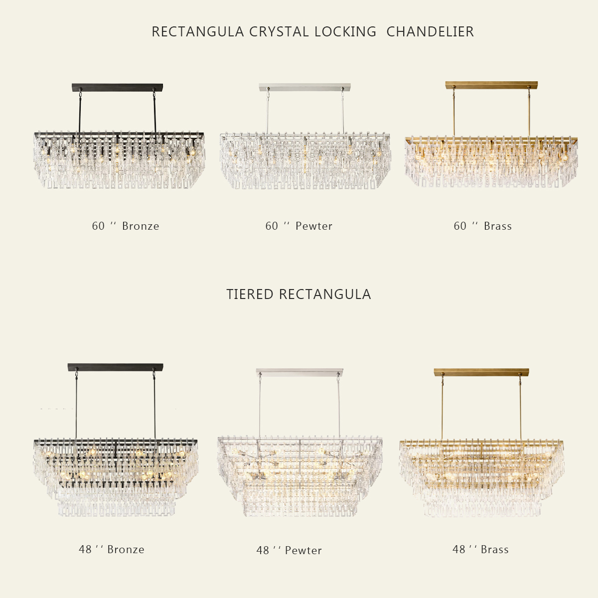 Marigold Multi-Tier Crystal Chain Rectangle Chandelier 60" 72"