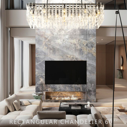 Marigold Multi-Tier Crystal Chain Rectangular Chandelier 60"