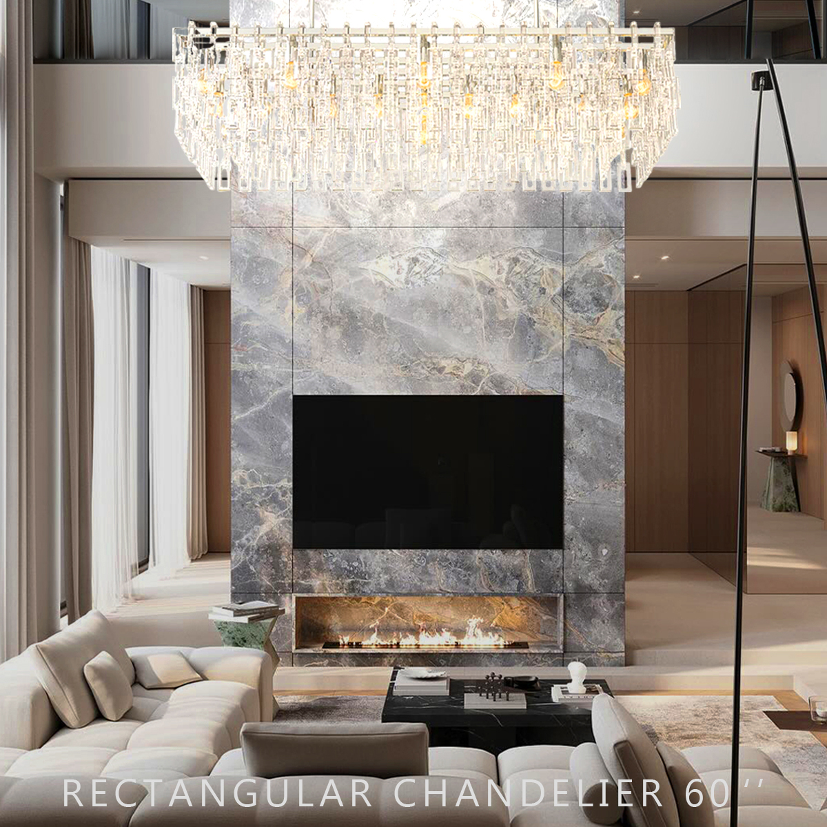 Marigold Multi-Tier Crystal Chain Rectangular Chandelier 60"