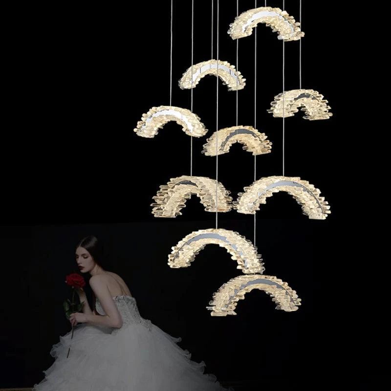 Rock Crystal Crescent Chandelier