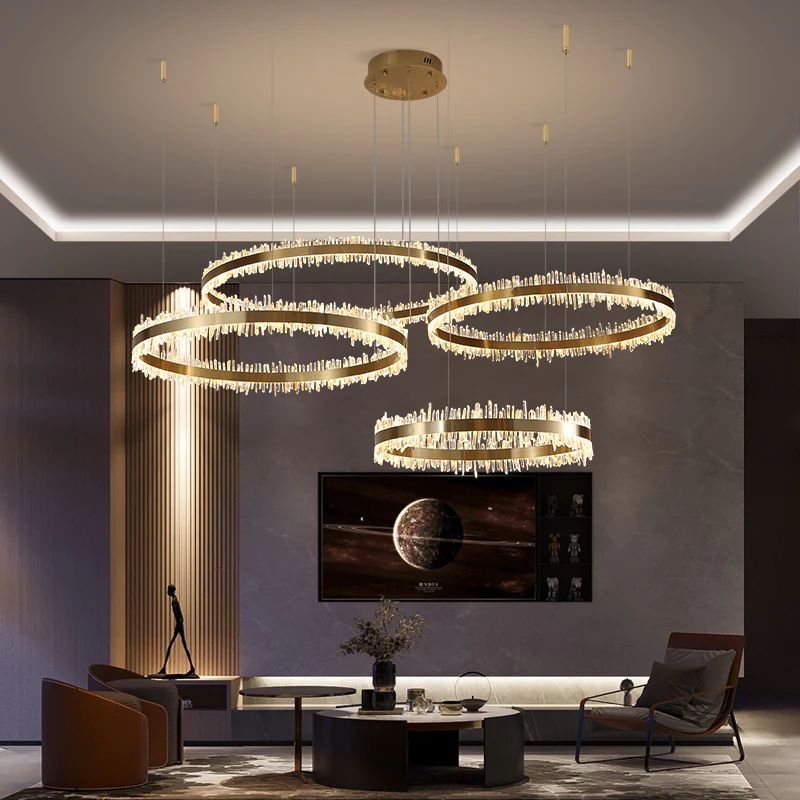 Rock Crystal Rings Luxury Chandelier