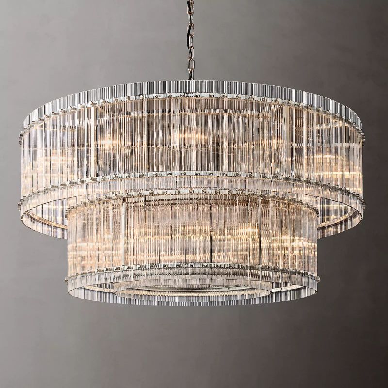 San Marc Handmade Glass 2-Tier Round Chandelier 60"