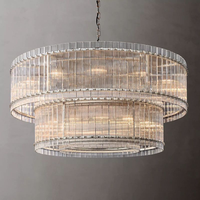San Marc Handmade Glass 2-Tier Round Chandelier 60"