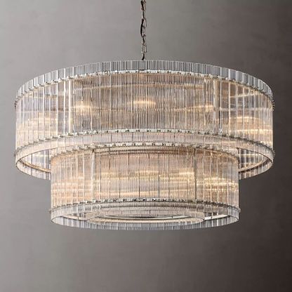 San Marc Handmade Glass 2-Tier Round Chandelier 60"