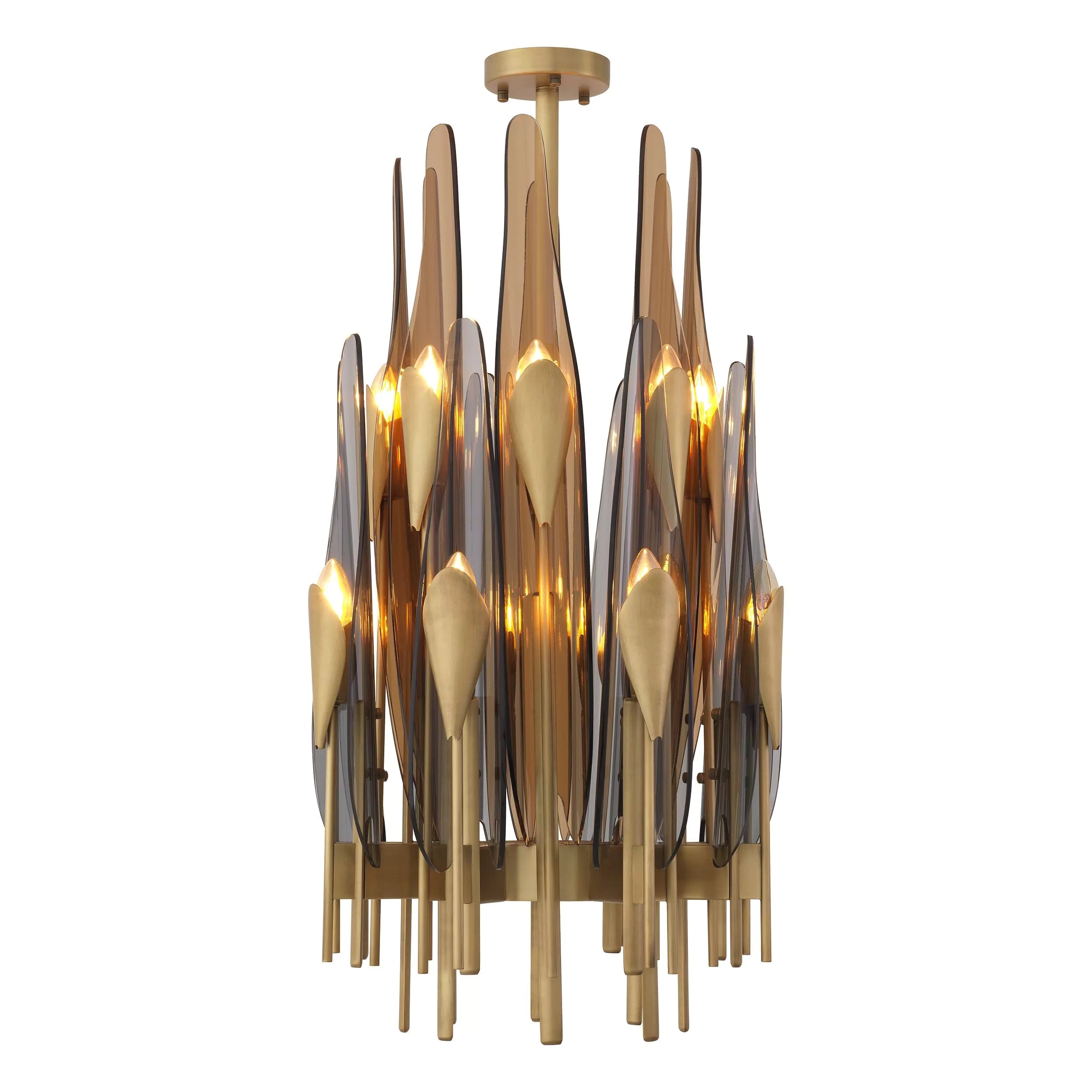 Sky Vertical Modern Brass Chandelier [Antique Brass/Bronze Highlight Finish) 