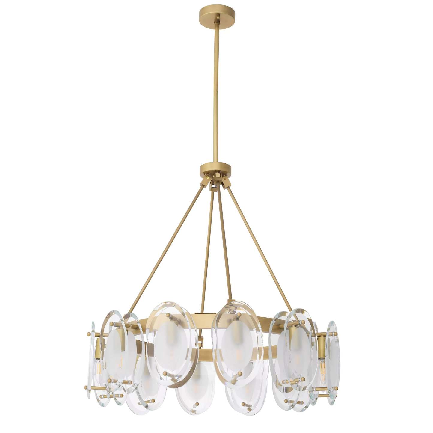 Sublime Modern Brass Chandelier [Antique Brass Finish/Bevelled Glass] 