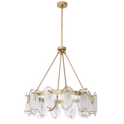 Sublime Modern Brass Chandelier [Antique Brass Finish/Bevelled Glass] 