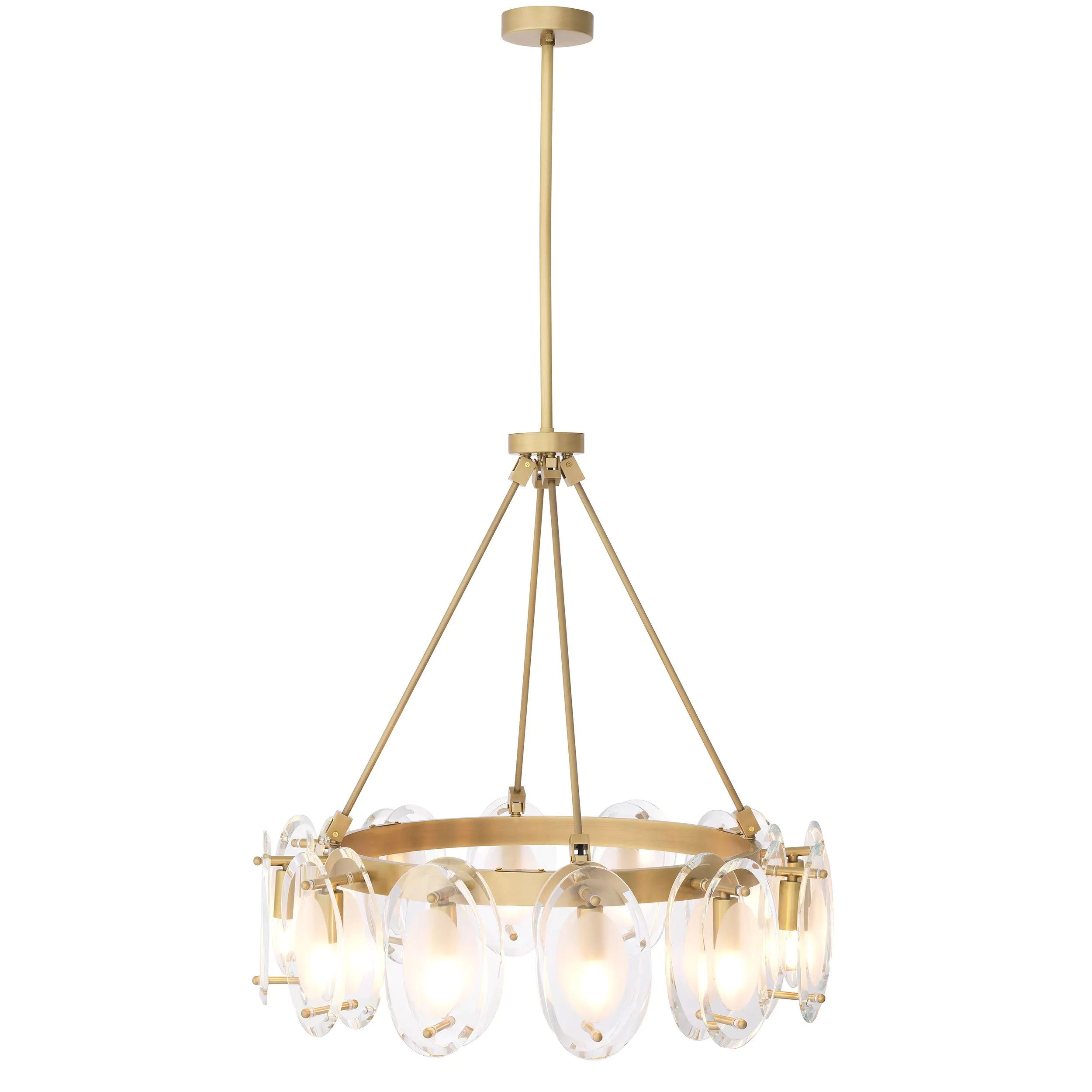 Sublime Modern Brass Chandelier [Antique Brass Finish/Bevelled Glass] 