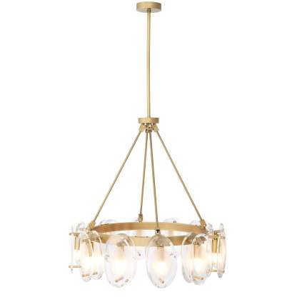 Sublime Modern Brass Chandelier [Antique Brass Finish/Bevelled Glass] 