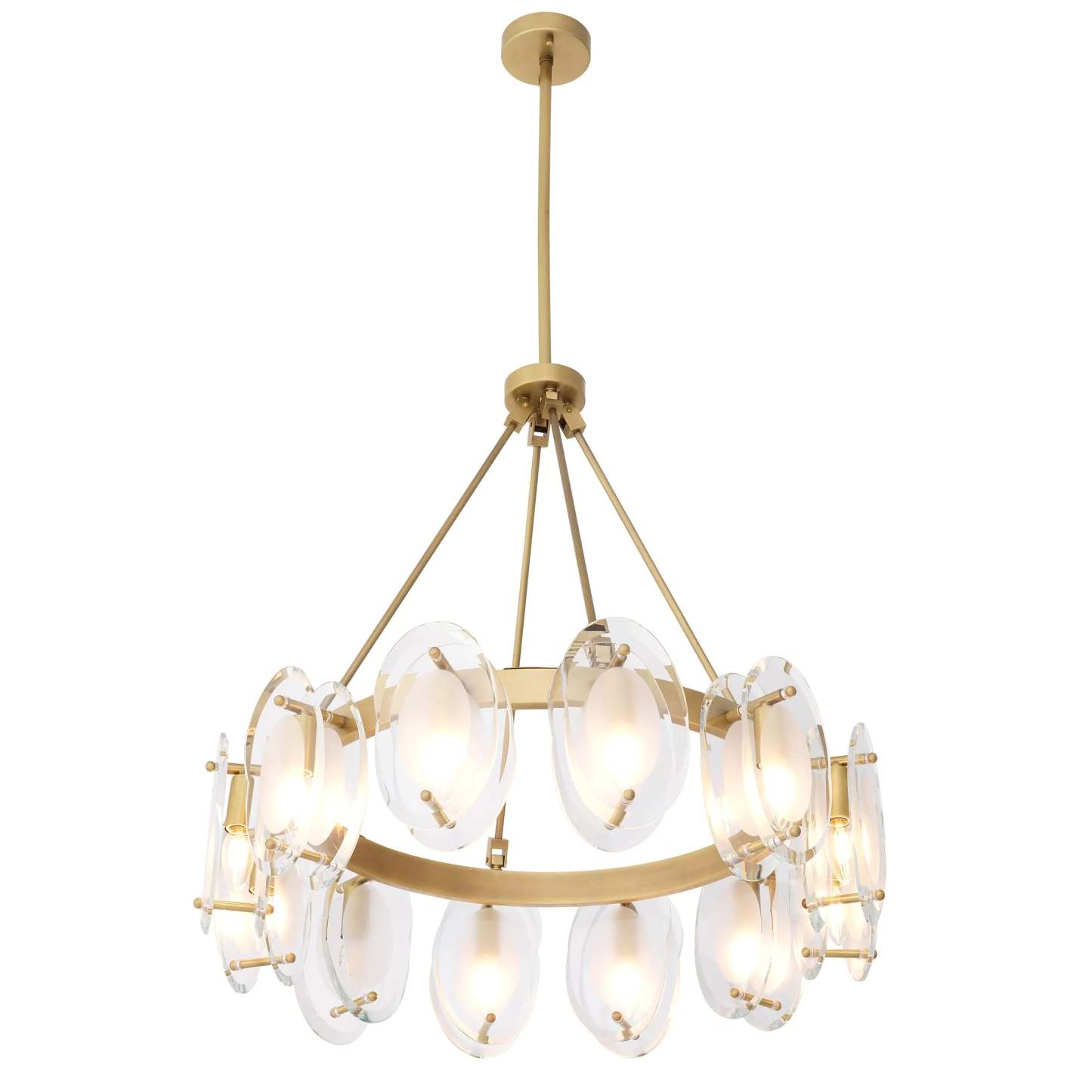 Sublime Modern Brass Chandelier [Antique Brass Finish/Bevelled Glass] 