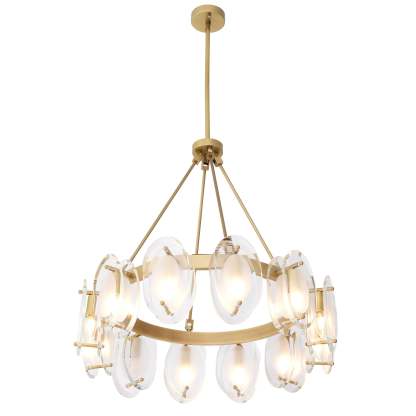 Sublime Modern Brass Chandelier [Antique Brass Finish/Bevelled Glass] 