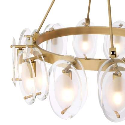 Sublime Modern Brass Chandelier [Antique Brass Finish/Bevelled Glass] 