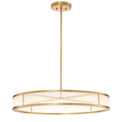 Daming  L Modern Brass Chandelier (Antique Brass & Frosted Glass) 