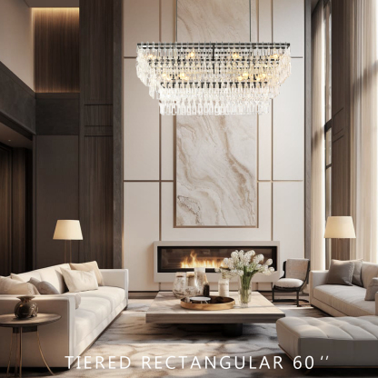 Marigold Multi-Tier Crystal Chain Rectangle Chandelier 60" 72"