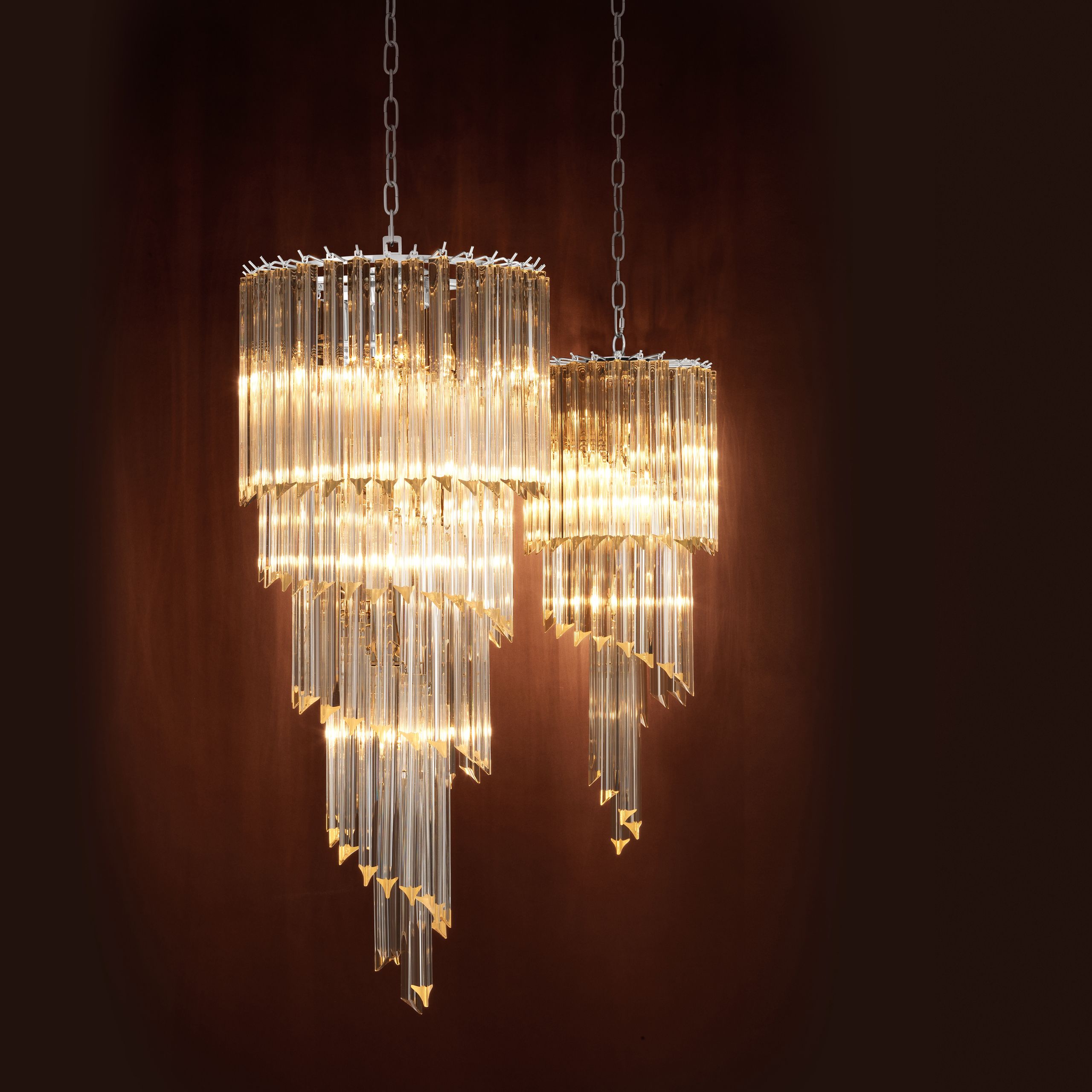 Trapani Modern Glass Chandelier - [Nickel]