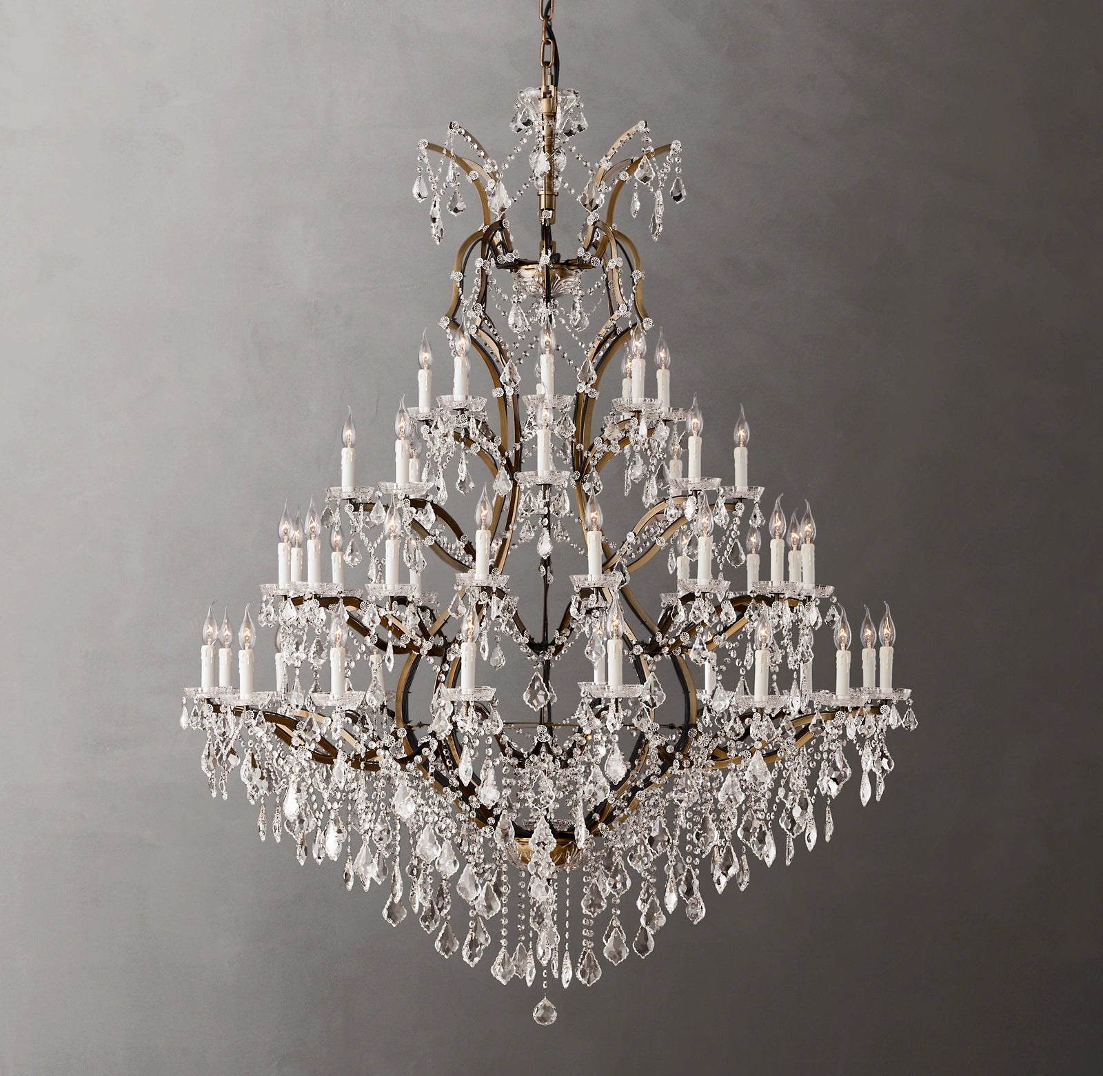 Roococo Iron & Crystal Round Chandelier 60"