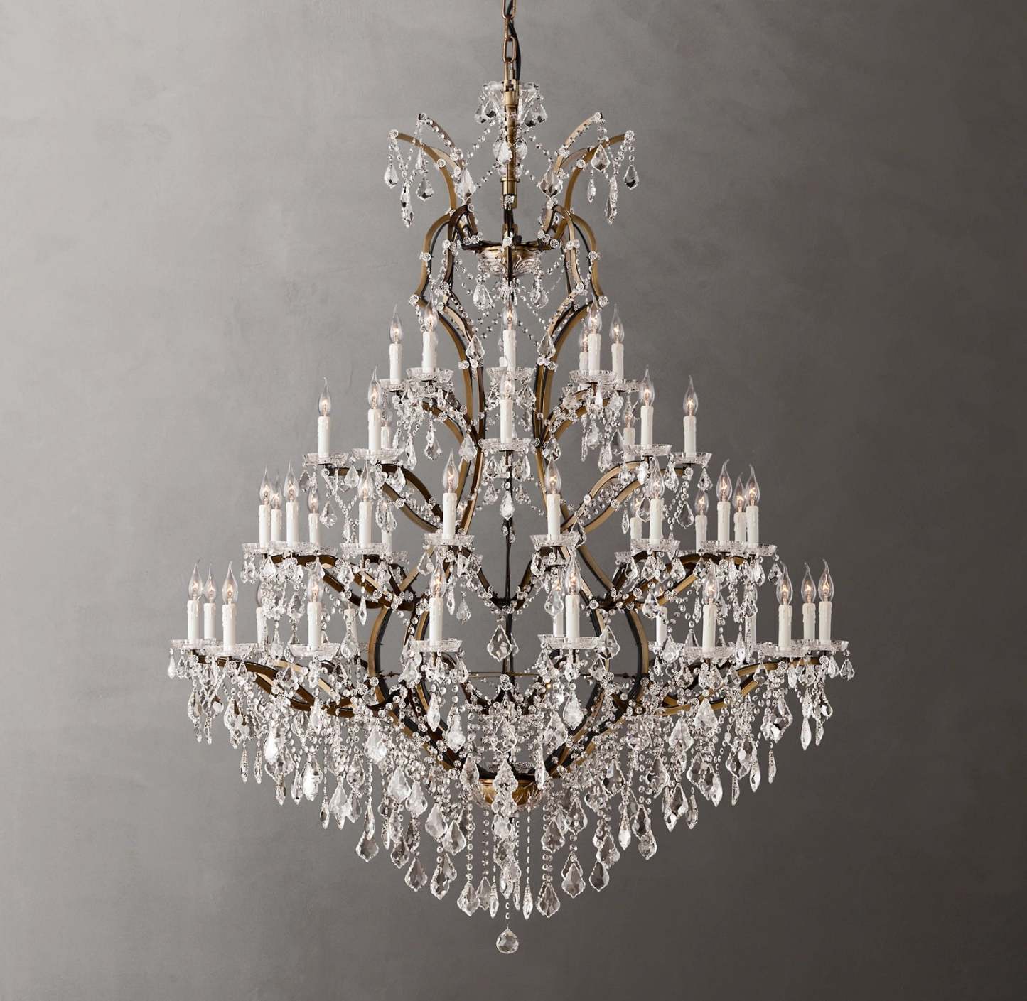 Roococo Iron & Crystal Round Chandelier 60"