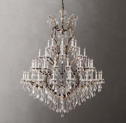Roococo Iron & Crystal Round Chandelier 60"