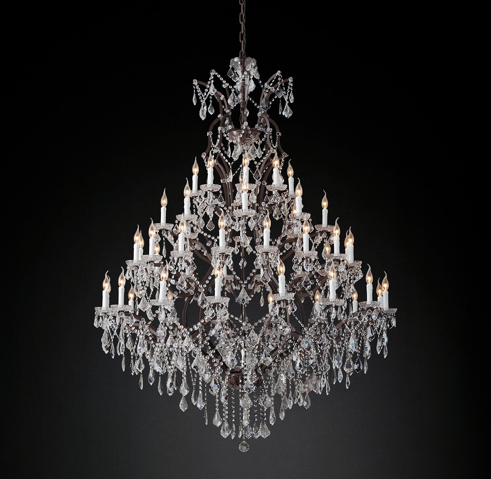 Roococo Iron & Crystal Round Chandelier 60"