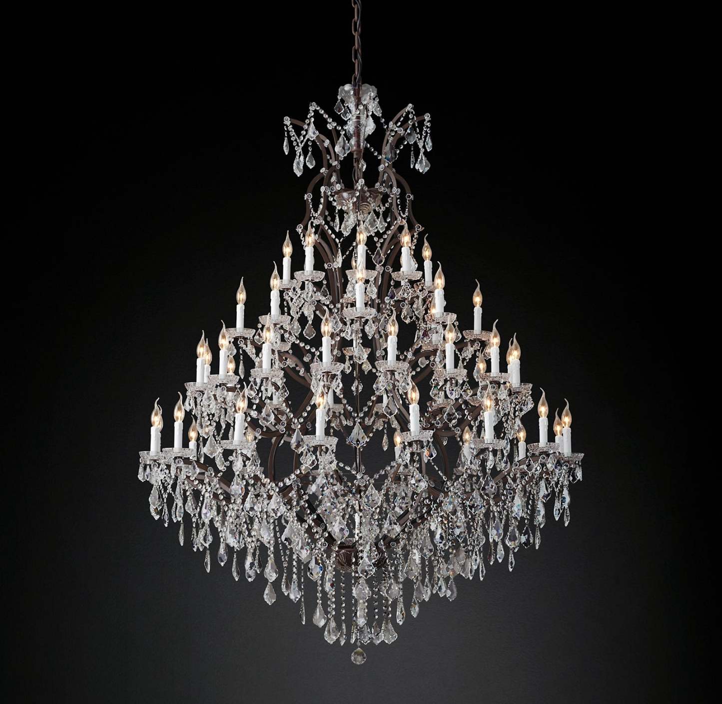 Roococo Iron & Crystal Round Chandelier 60"