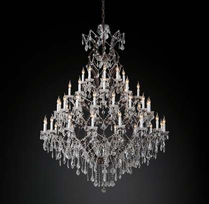 Roococo Iron & Crystal Round Chandelier 60"