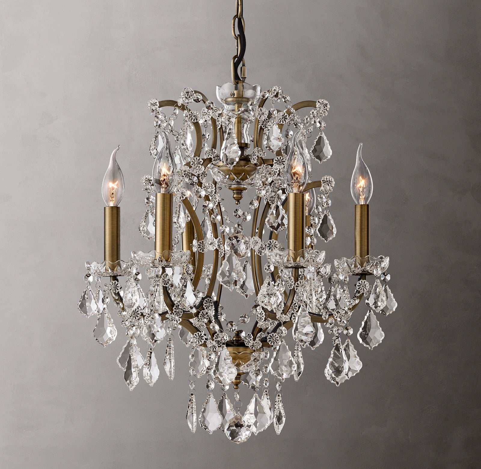 Roococo Iron & Crystal Round Chandelier 18''