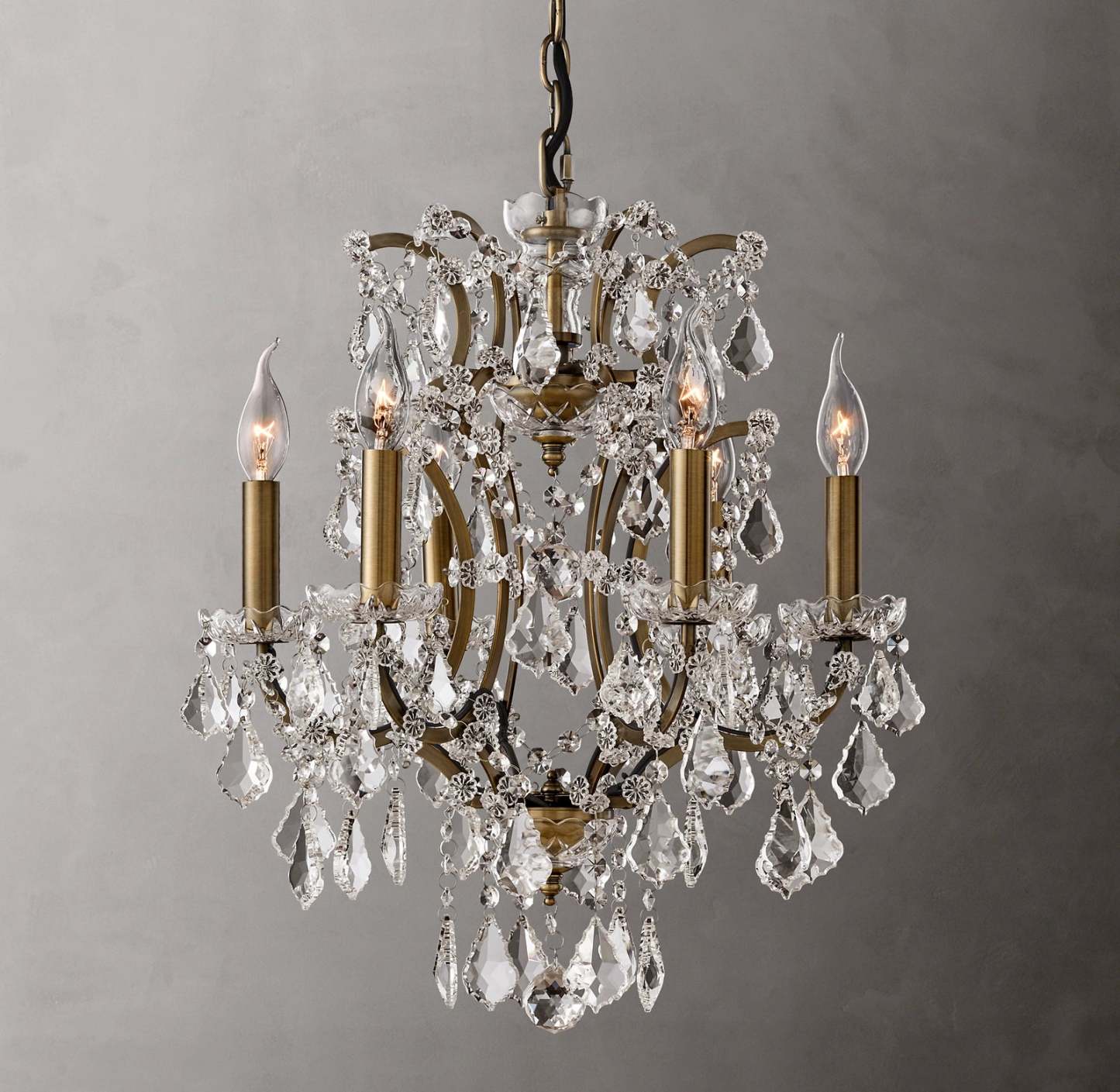 Roococo Iron & Crystal Round Chandelier 18''