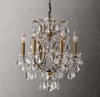 Roococo Iron & Crystal Round Chandelier 18''