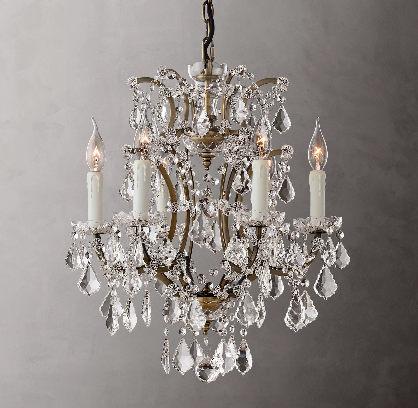 Roococo Iron & Crystal Round Chandelier 18''