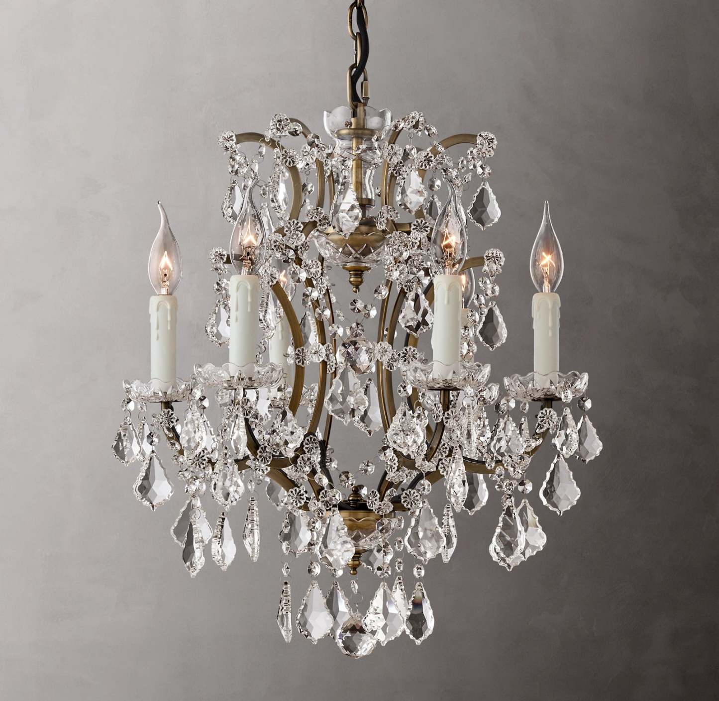 Roococo Iron & Crystal Round Chandelier 18''