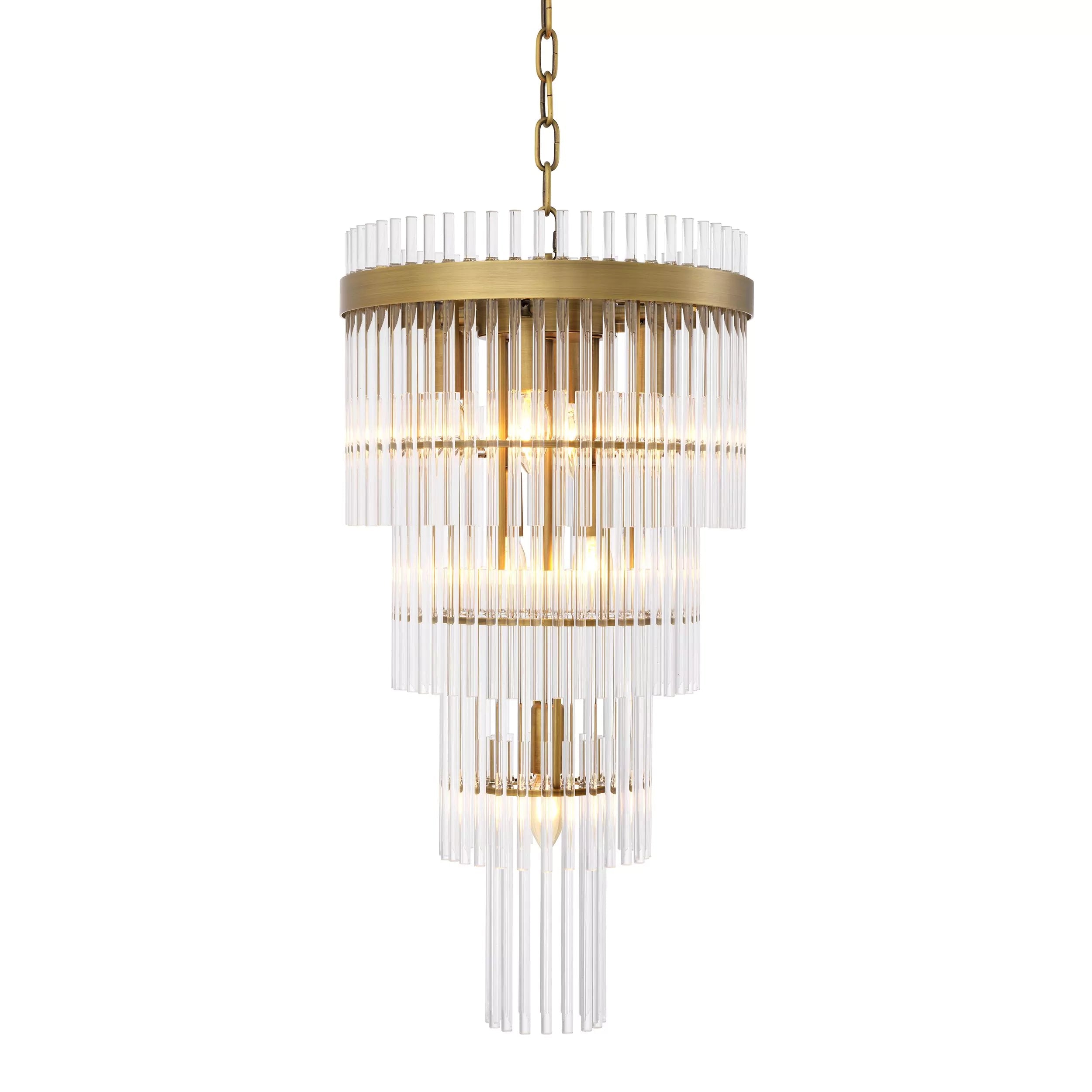 Marais S/L Modern Brass Chandelier (Antique Brass Finish/Clear Glass) - Eichholtz