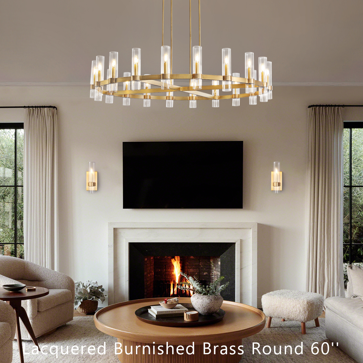 Revella Glass Cup Round Chandelier 60"