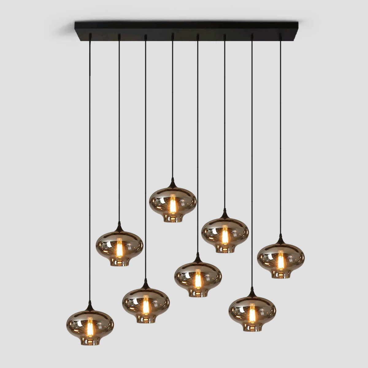 Nola Rectangular Multi-headed Glass Chandelier for Models Coffee, Dining Bar/Table Scandinavian 