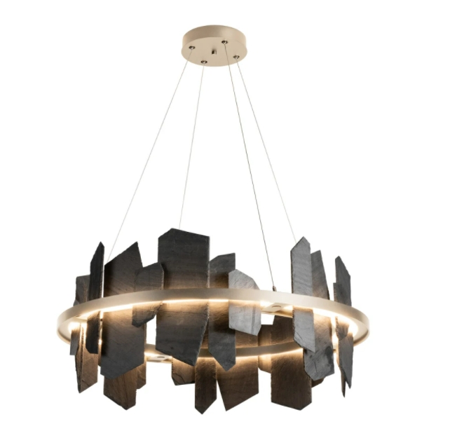 Large Hand Made Slate and Steel Chandelier