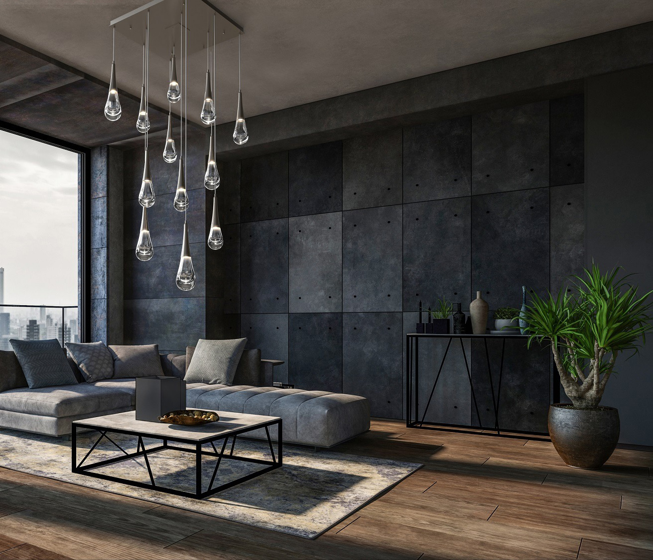 Raindrop Square chandelier 9 lights / 12 lights