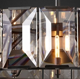 Halow Faceted Crystal Round Chandelier 43" - crystal prism glass pieces