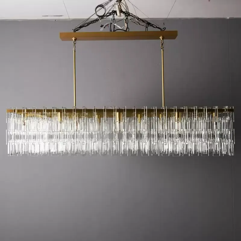 Marigold 1-Tier Crystal Chain Rectangular Chandelier 60"