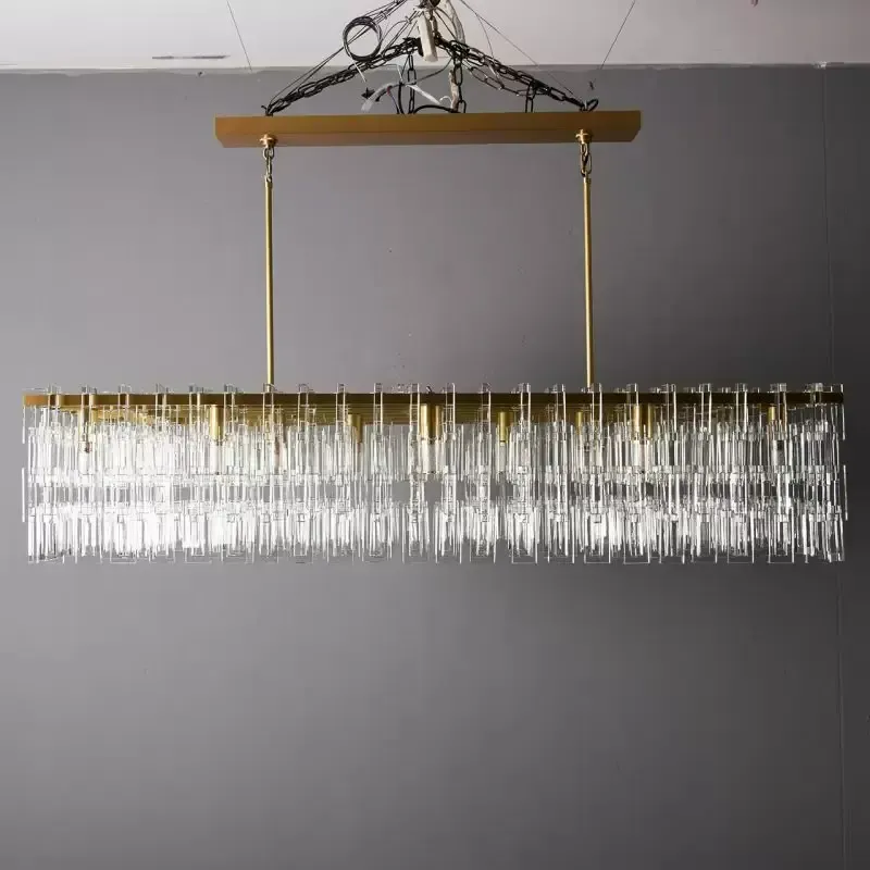 Marigold 1-Tier Crystal Chain Rectangular Chandelier 60"
