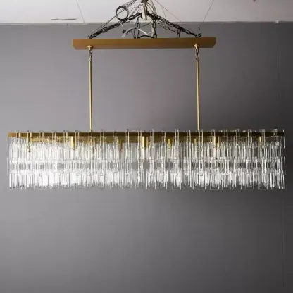 Marigold 1-Tier Crystal Chain Rectangular Chandelier 60"
