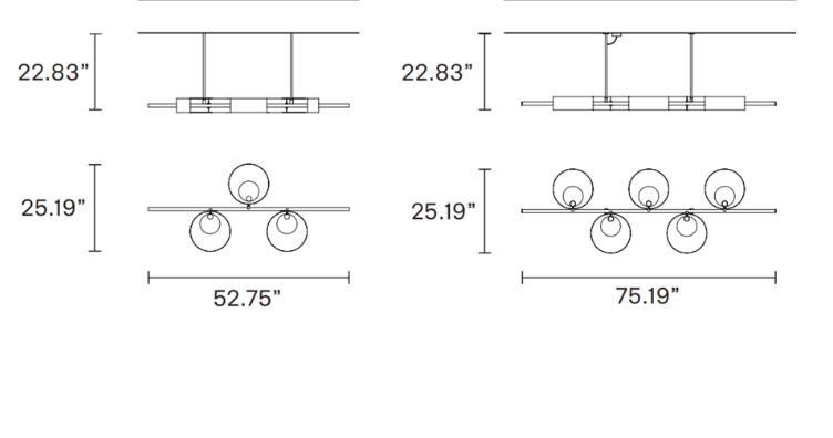 Locky  BIL3 | 3-Light Modern Chandelier - Masiero