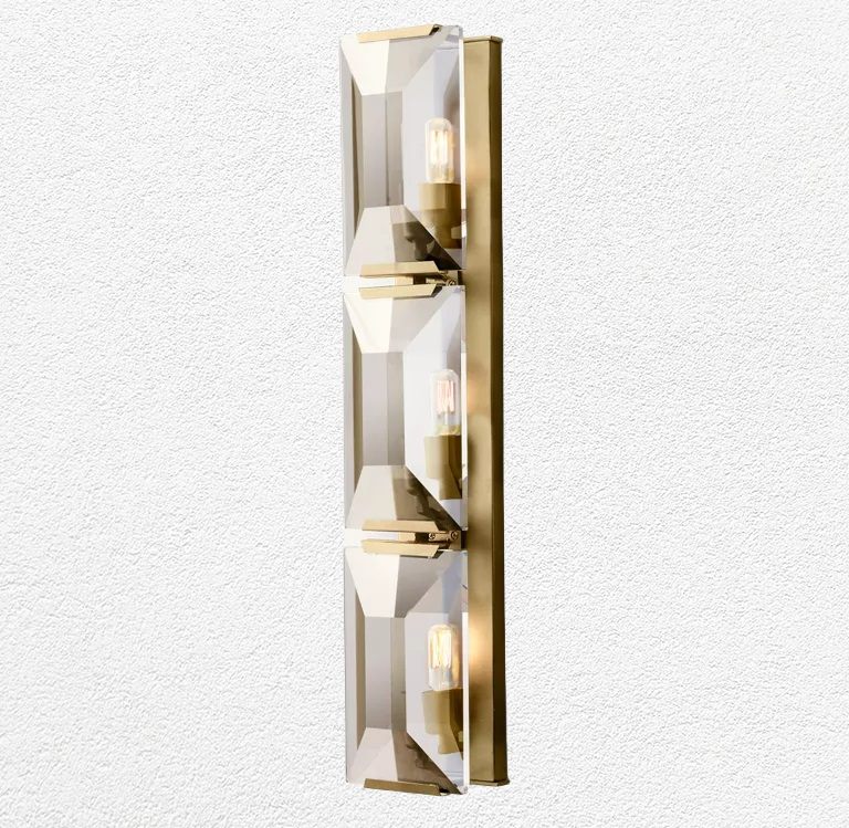 Halow Faceted Crystal Triple Wall Sconce