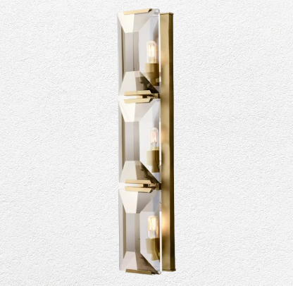 Halow Faceted Crystal Triple Wall Sconce