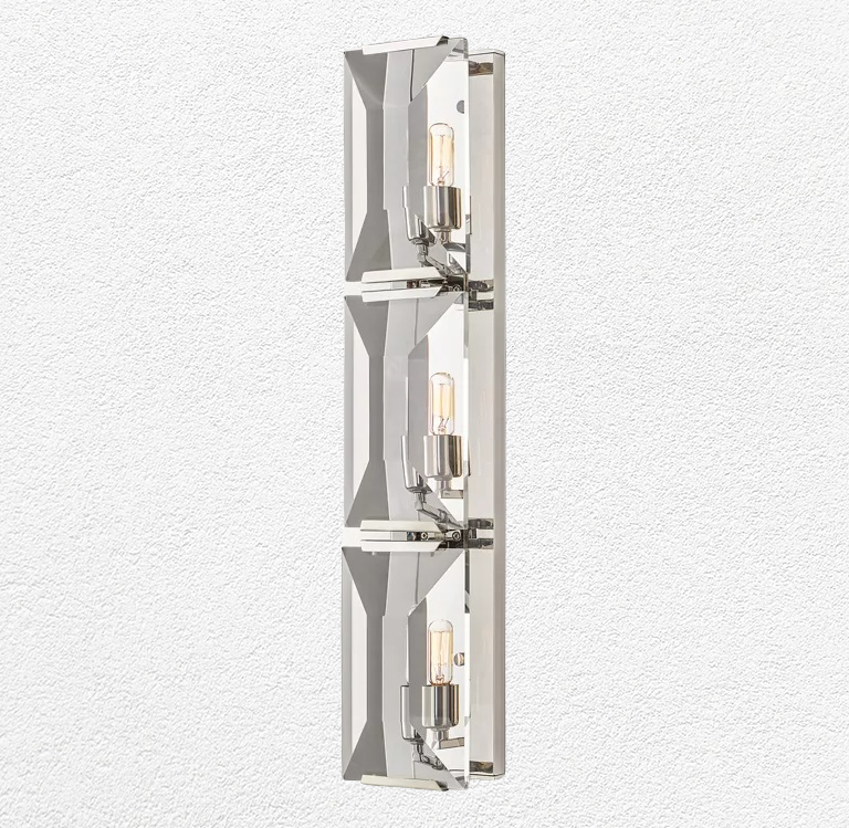 Halow Faceted Crystal Triple Wall Sconce