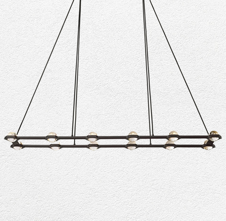 Eclatanti Crystal Ball Rectangular Chandelier 54" 72"