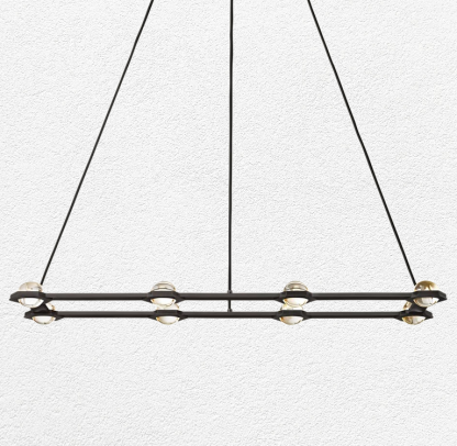 Eclatanti Crystal Ball Rectangular Chandelier 54" 72"