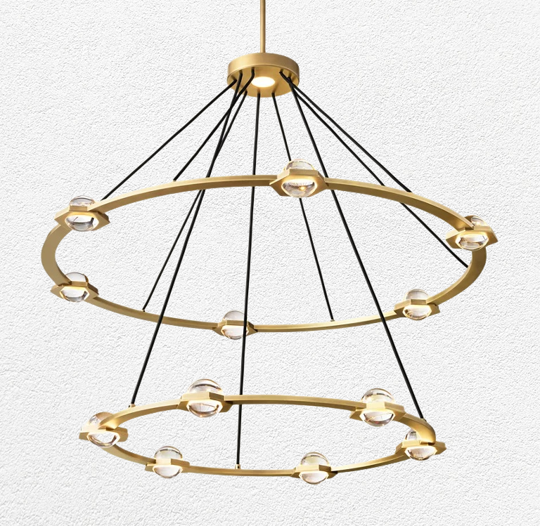 Eclatanti Crystal Ball 2-Tier Round Chandelier 48"