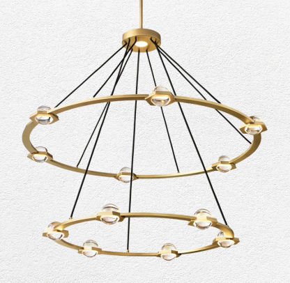 Eclatanti Crystal Ball 2-Tier Round Chandelier 48"
