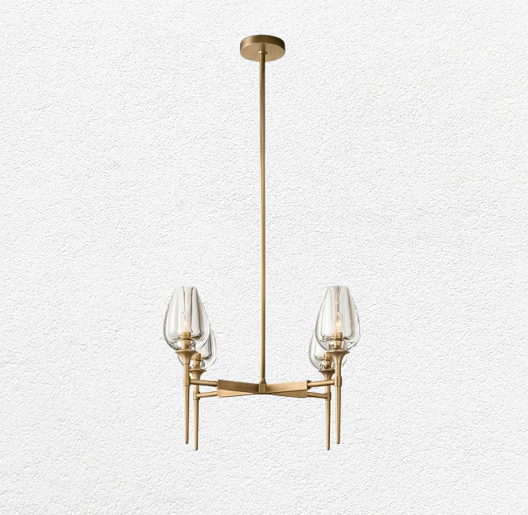 Tulip Round Glass Chandelier 27"