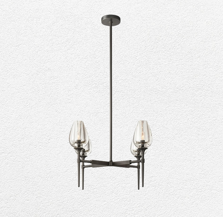 Tulip Round Glass Chandelier 27"