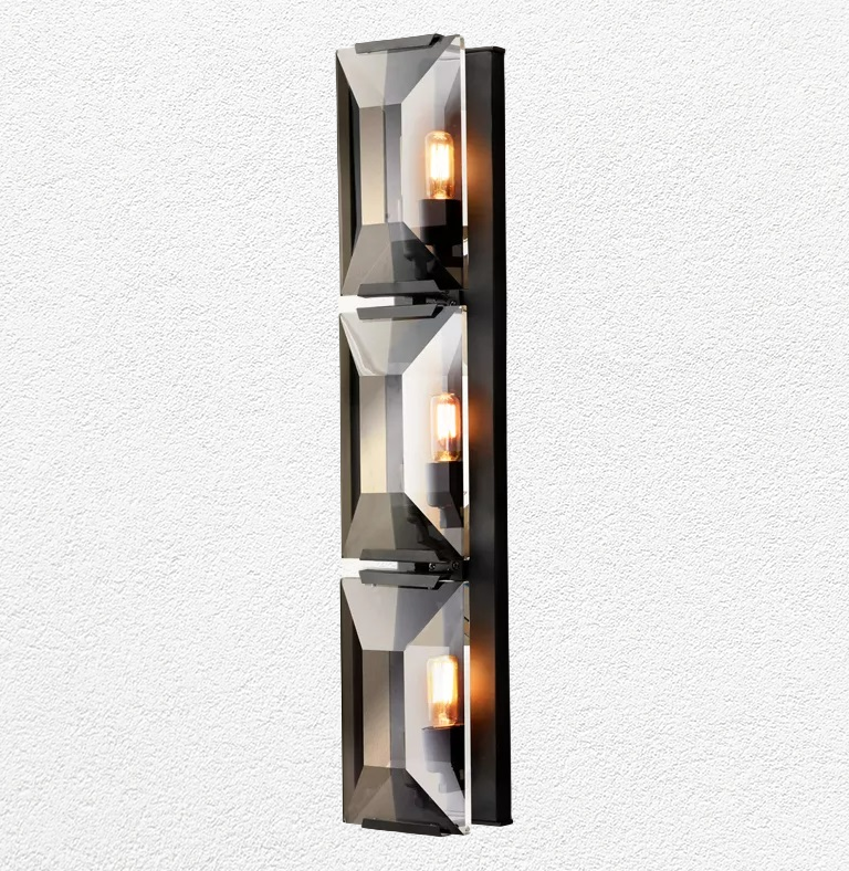 Halow Faceted Crystal Triple Wall Sconce
